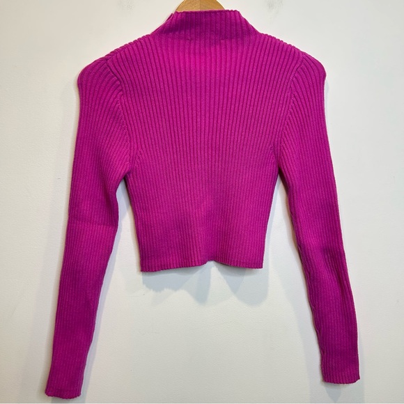 Zara Fuchsia Hot Pink Cropped Mock Neck Sweater - Picture 9 of 9